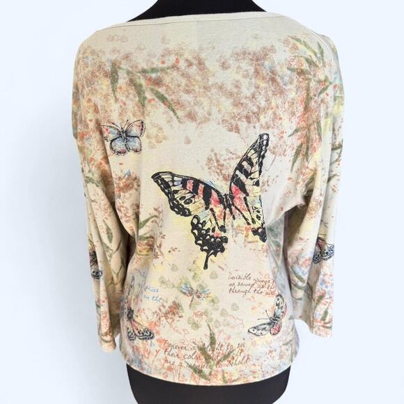 Y2K Fairycore Morning Sun Butterfly Top 2X – Beaded Naturecore Boho Blouse - Picture 4 of 8